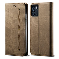 Cloth Case Stands Flip Cover for Oppo Reno6 Z 5G Khaki