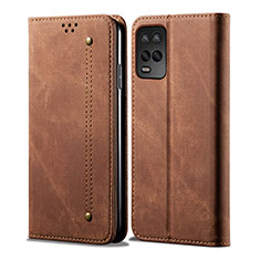 Cloth Case Stands Flip Cover for Realme 9 5G India Brown