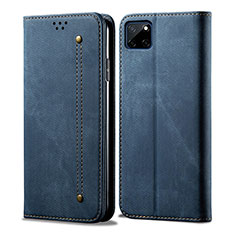 Cloth Case Stands Flip Cover for Realme C21Y Blue