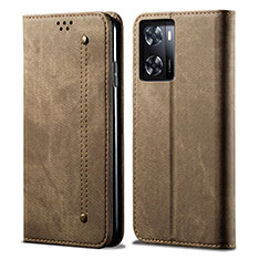 Cloth Case Stands Flip Cover for Realme Q5i 5G Khaki