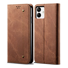 Cloth Case Stands Flip Cover for Samsung Galaxy A04E Brown