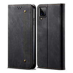 Cloth Case Stands Flip Cover for Samsung Galaxy A12 Nacho Black