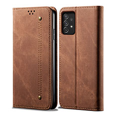 Cloth Case Stands Flip Cover for Samsung Galaxy A53 5G Brown