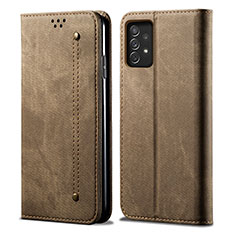 Cloth Case Stands Flip Cover for Samsung Galaxy A72 5G Khaki