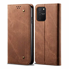 Cloth Case Stands Flip Cover for Samsung Galaxy A91 Brown