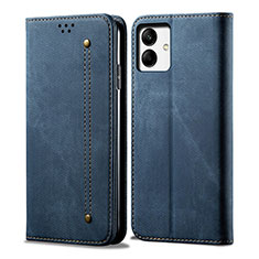 Cloth Case Stands Flip Cover for Samsung Galaxy F04 Blue