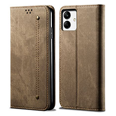 Cloth Case Stands Flip Cover for Samsung Galaxy F14 5G Khaki