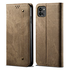 Cloth Case Stands Flip Cover for Samsung Galaxy F42 5G Khaki