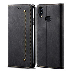 Cloth Case Stands Flip Cover for Samsung Galaxy M01s Black