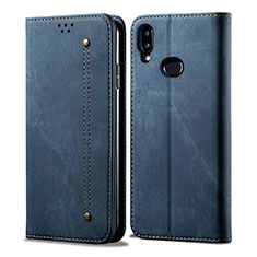 Cloth Case Stands Flip Cover for Samsung Galaxy M01s Blue