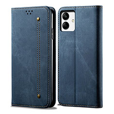 Cloth Case Stands Flip Cover for Samsung Galaxy M04 Blue