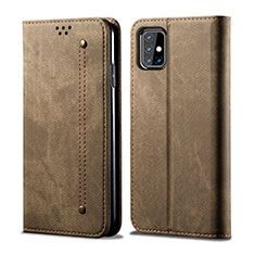 Cloth Case Stands Flip Cover for Samsung Galaxy M31s Khaki