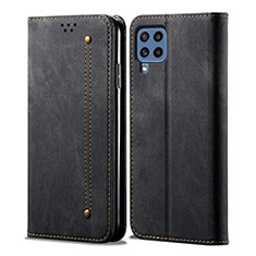 Cloth Case Stands Flip Cover for Samsung Galaxy M32 4G Black