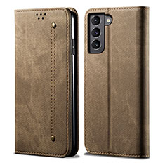 Cloth Case Stands Flip Cover for Samsung Galaxy S21 5G Khaki