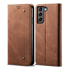 Cloth Case Stands Flip Cover for Samsung Galaxy S21 FE 5G Brown