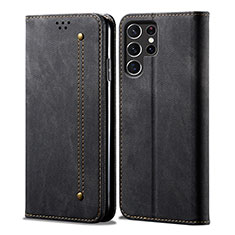 Cloth Case Stands Flip Cover for Samsung Galaxy S24 Ultra 5G Black