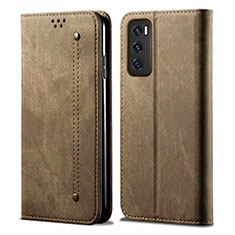 Cloth Case Stands Flip Cover for Vivo Y70 (2020) Khaki