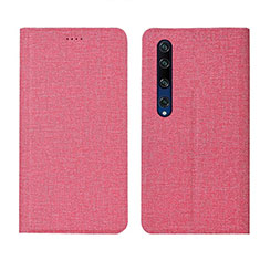 Cloth Case Stands Flip Cover for Xiaomi Mi 10 Pink