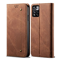 Cloth Case Stands Flip Cover for Xiaomi Poco M4 Pro 5G Brown