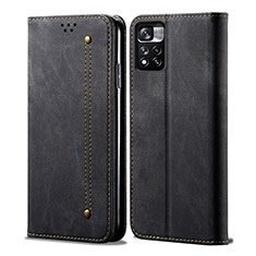 Cloth Case Stands Flip Cover for Xiaomi Poco X4 NFC Black