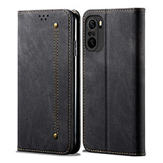 Cloth Case Stands Flip Cover for Xiaomi Redmi K40 5G Black