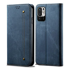 Cloth Case Stands Flip Cover for Xiaomi Redmi Note 10 5G Blue