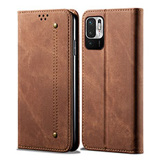 Cloth Case Stands Flip Cover for Xiaomi Redmi Note 10T 5G Brown