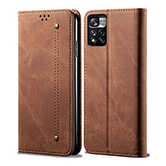 Cloth Case Stands Flip Cover for Xiaomi Redmi Note 11 Pro+ Plus 5G Brown