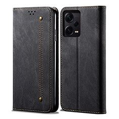 Cloth Case Stands Flip Cover for Xiaomi Redmi Note 12 Explorer Black