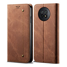 Cloth Case Stands Flip Cover for Xiaomi Redmi Note 9T 5G Brown