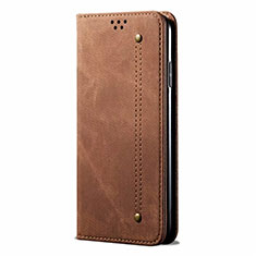 Cloth Case Stands Flip Cover H01 for Oppo A72 Brown