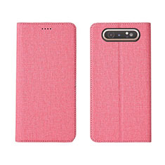 Cloth Case Stands Flip Cover H01 for Samsung Galaxy A80 Pink