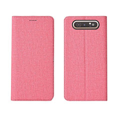 Cloth Case Stands Flip Cover H01 for Samsung Galaxy A90 4G Pink