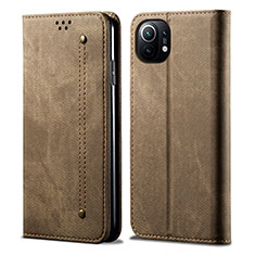 Cloth Case Stands Flip Cover H01 for Xiaomi Mi 11 5G Khaki