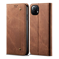Cloth Case Stands Flip Cover H01 for Xiaomi Mi 11 Lite 5G NE Brown