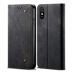 Cloth Case Stands Flip Cover H01 for Xiaomi Redmi 9A Black