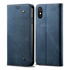 Cloth Case Stands Flip Cover H01 for Xiaomi Redmi 9i Blue