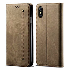 Cloth Case Stands Flip Cover H01 for Xiaomi Redmi 9i Khaki