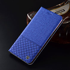 Cloth Case Stands Flip Cover H12P for HTC Desire 22 Pro 5G Blue