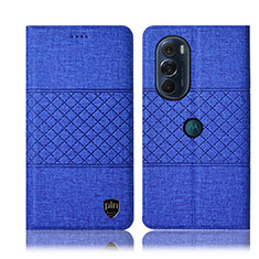 Cloth Case Stands Flip Cover H12P for Motorola Moto Edge Plus (2022) 5G Blue