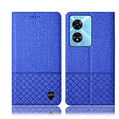 Cloth Case Stands Flip Cover H12P for Oppo A1 5G Blue