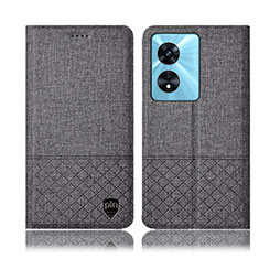 Cloth Case Stands Flip Cover H12P for Oppo A1x 5G Gray
