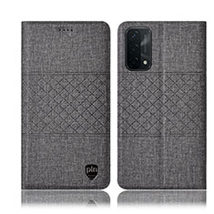 Cloth Case Stands Flip Cover H12P for Oppo A54 5G Gray