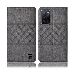 Cloth Case Stands Flip Cover H12P for Oppo A55S 5G Gray