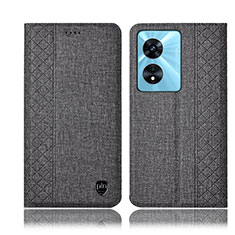 Cloth Case Stands Flip Cover H12P for Oppo A58 4G Gray