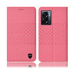 Cloth Case Stands Flip Cover H12P for Oppo A77 5G Pink