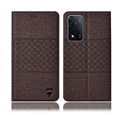 Cloth Case Stands Flip Cover H12P for Oppo A93s 5G Brown