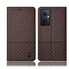 Cloth Case Stands Flip Cover H12P for Oppo A96 5G Brown