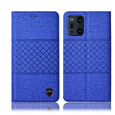 Cloth Case Stands Flip Cover H12P for Oppo Find X3 5G Blue