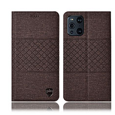 Cloth Case Stands Flip Cover H12P for Oppo Find X3 Pro 5G Brown